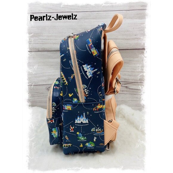 Loungefly Disneyland 65th Anniversary Map Convertible Mini Backpack BoxLunch NWT
